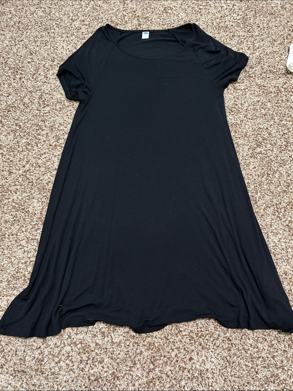 Old Navy Black Short-Sleeve Midi Swing Dress